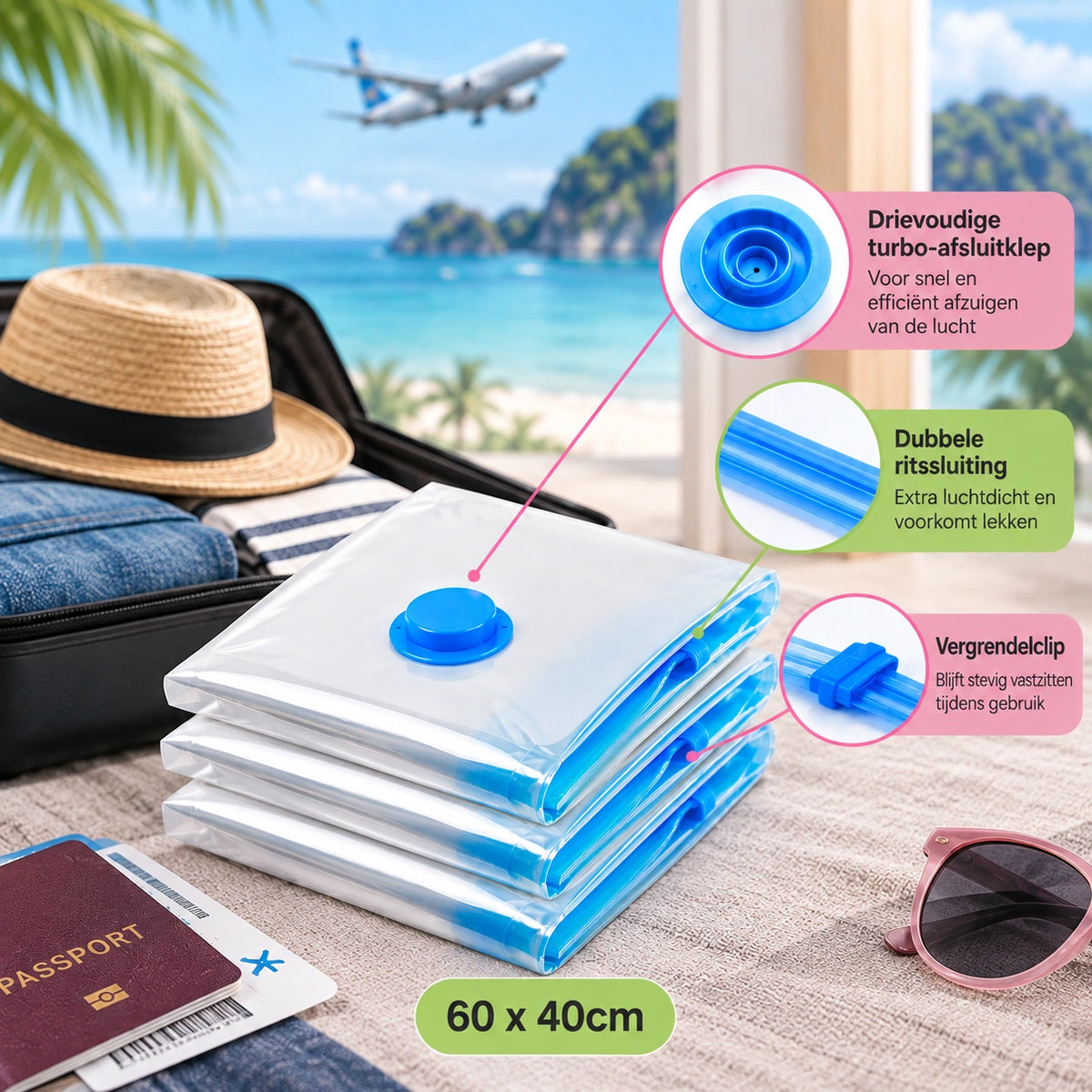 Compact Travel Bags – Waterdichte Vacuümzakken voor Koffer (3x meer ruimte)