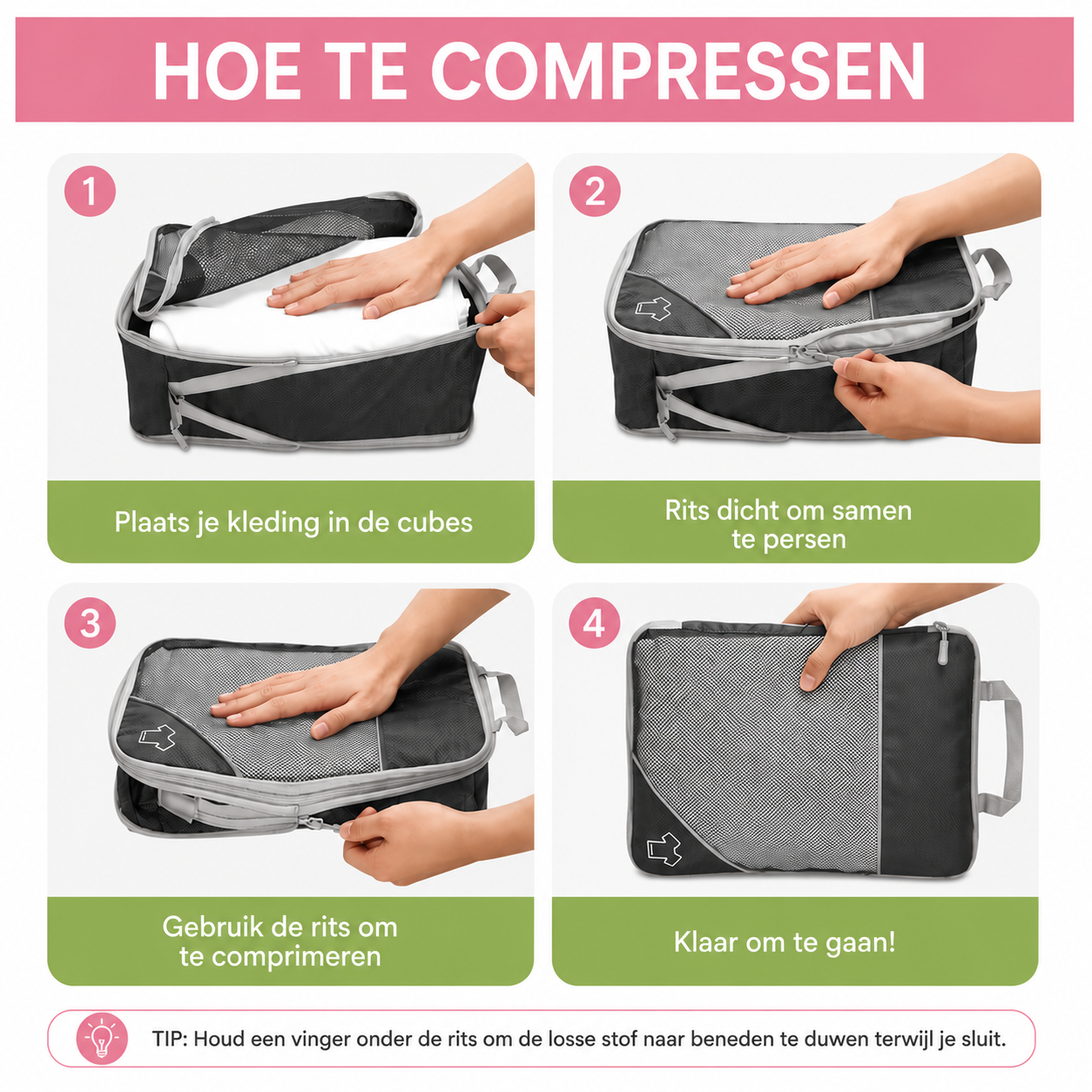 Organize Travel Cubes - Transparante bagageorganizer voor reizigers