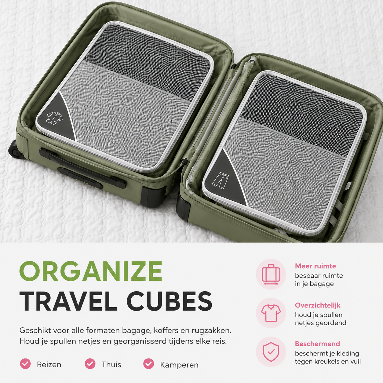 Organize Travel Cubes - Transparante bagageorganizer voor reizigers