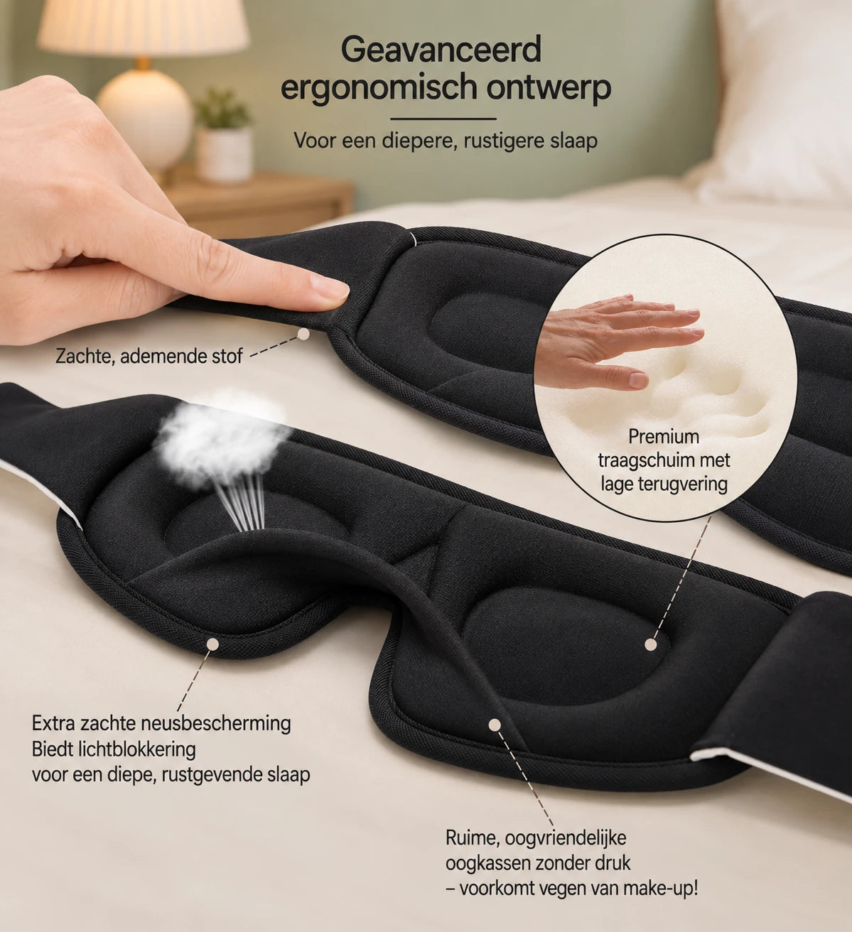 Blackout Comfort Slaapmasker - Premium slaapmasker met 100% lichtblokkering