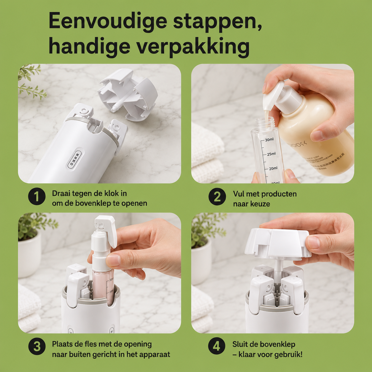 On-The-Go Beauty Bottles - Compacte reis-dispenserflesjes set voor toiletartikelen