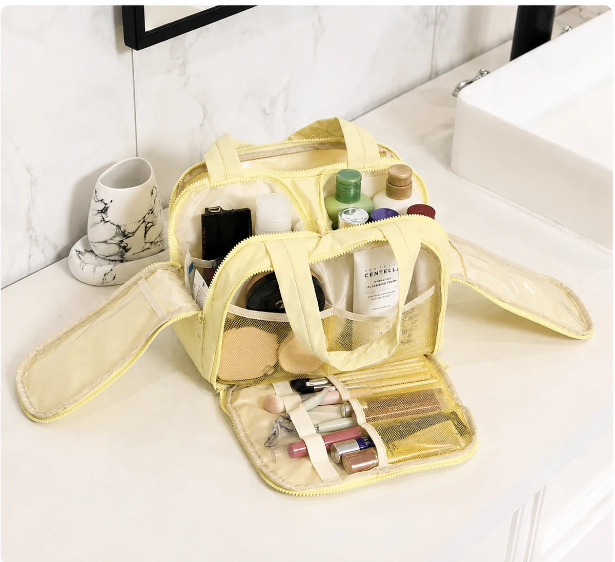 Pack Haven – Reisorganizer toilettas met vakindeling (staat rechtop)